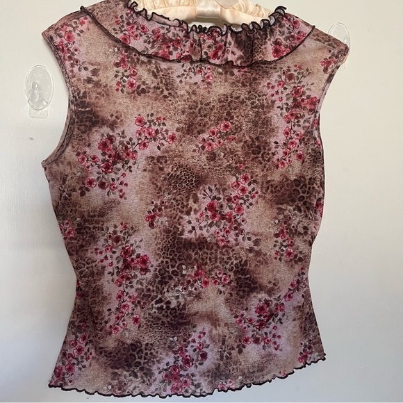 Y2k cheetah rose mesh top - Picture 2 of 5